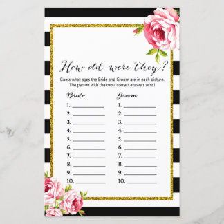 How Old Were They - Bridal Shower Game