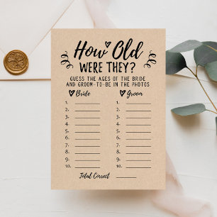 How old were they Bridal Shower or Hen Party Card