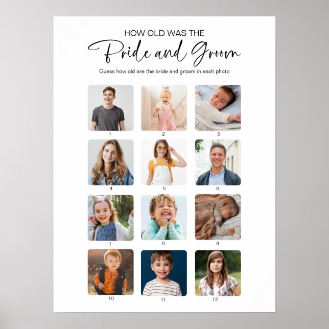 How Old Were They Bride & Groom Bridal Shower Sign (Front)