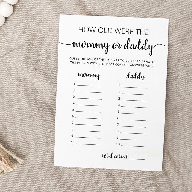 How old were they game Baby Shower party Card (Creator Uploaded)