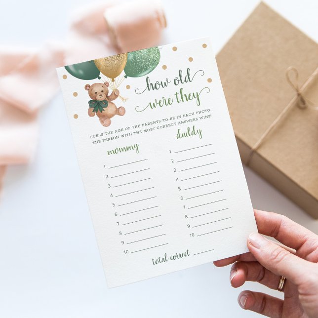 How Old Were They Game Baby Shower Teddy Bear Card (Creator Uploaded)