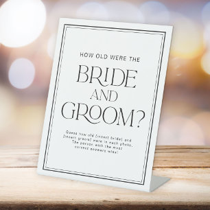 How Old Were They Minimalist Bridal Shower Game Pedestal Sign