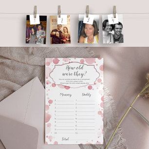 "How old were they" Mum Dad Photo Baby Shower Game