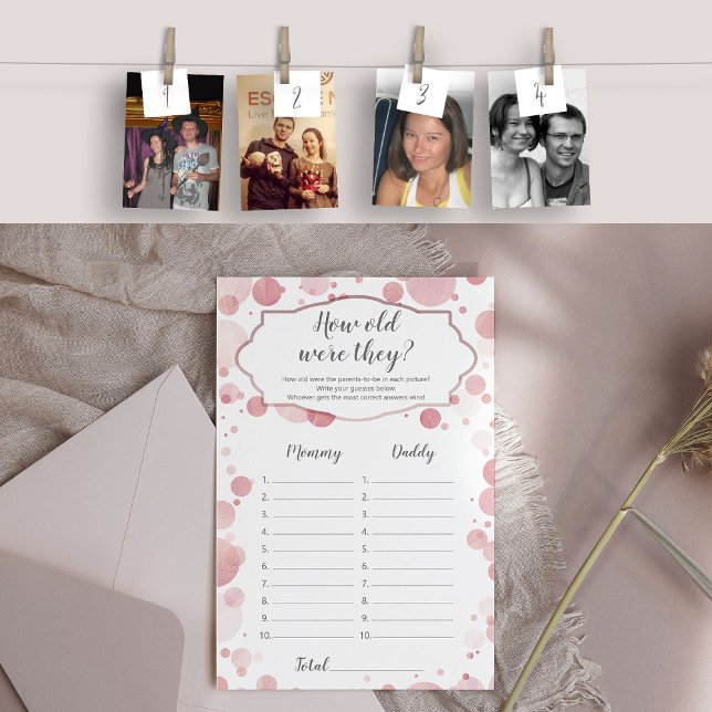 "How old were they" Mum Dad Photo Baby Shower Game (How old were they? )