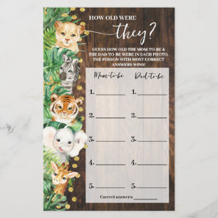 How old were They Safari Baby Shower Game Card