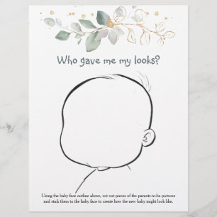 How Our Baby Might Look Greenery Baby Shower Game  Flyer