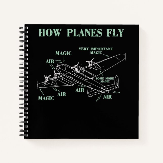 How Planes Fly Funny Aerospace Engineer Pilot Gift Notebook (Front)