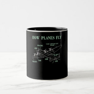 How Planes Fly Funny Aerospace Engineer Pilot Gift Two-Tone Coffee Mug