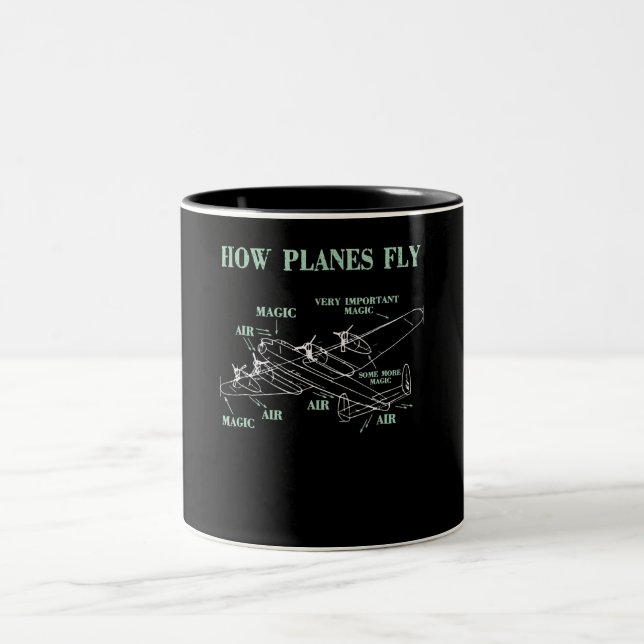How Planes Fly Funny Aerospace Engineer Pilot Gift Two-Tone Coffee Mug (Center)