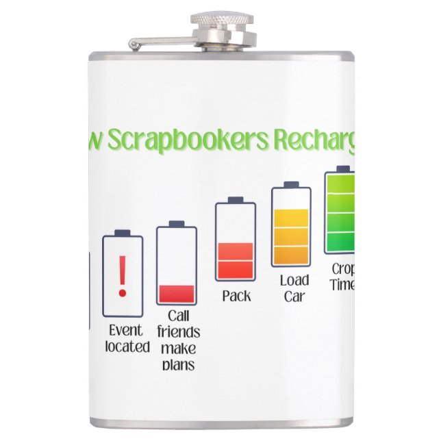 How Scrapbookers Recharge Hip Flask (Front)