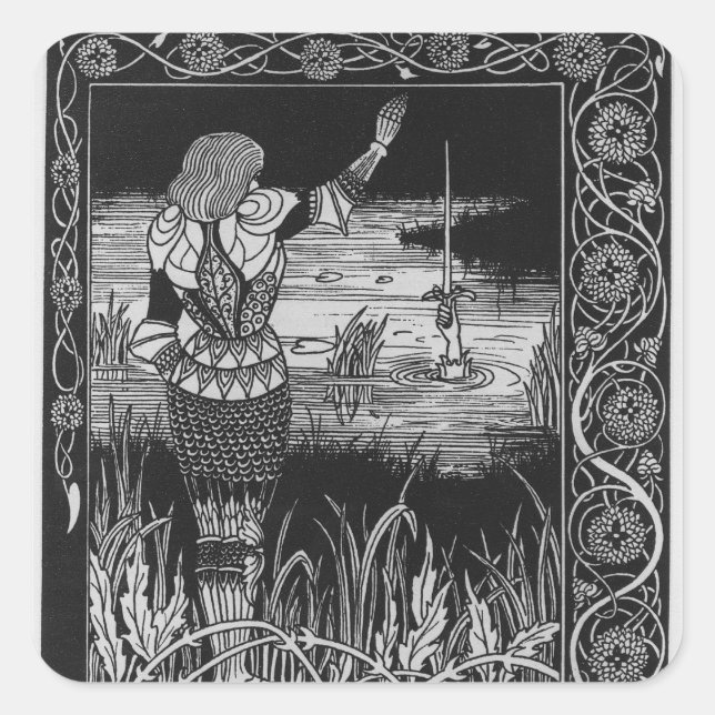 How Sir Bedivere Cast the Sword Excalibur Square Sticker (Front)