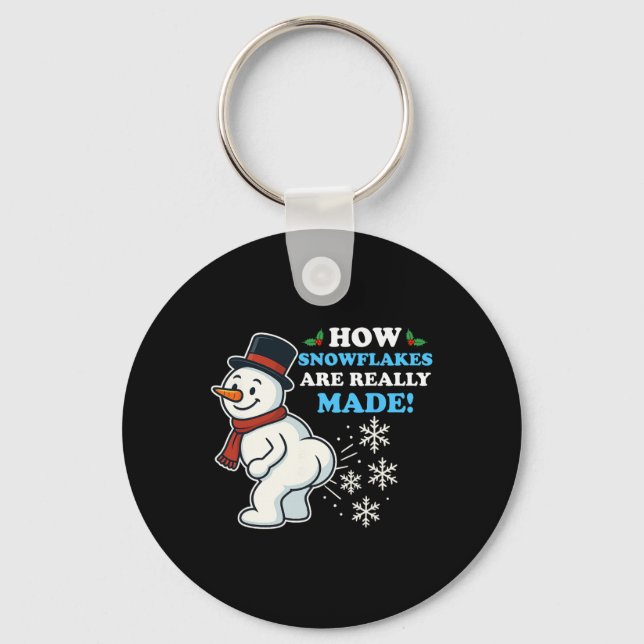 How Snowflakes Are Really Made Christmas Snowman F Key Ring (Front)