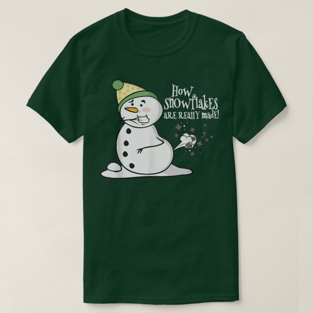 How Snowflakes Are Really Made Funny Snowman Chris T-Shirt (Design Front)