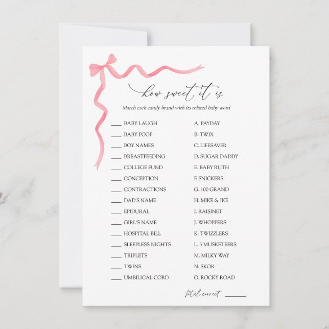 How Sweet It Is Candy Baby Shower Game  Invitation (Front)