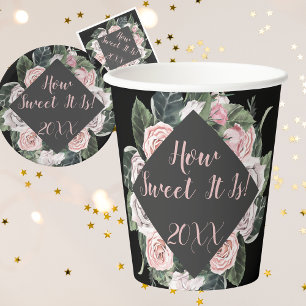 How Sweet It Is Pink Roses Graduation Paper Cups