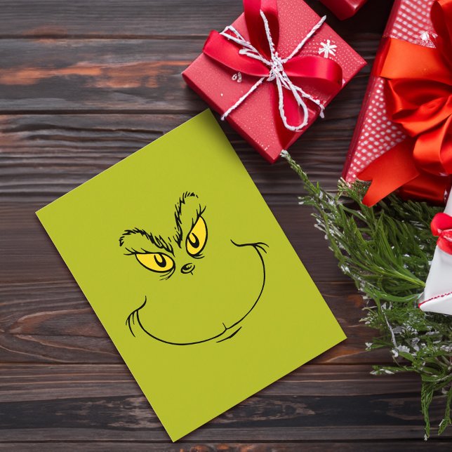 How the Grinch Stole Christmas Face Postcard (Card on table)