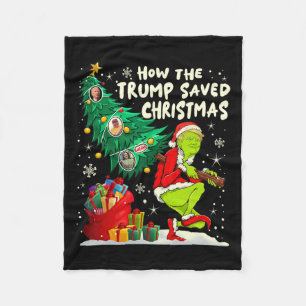 How The Trump Saved Christmas Funny Christmas Trum Fleece Blanket