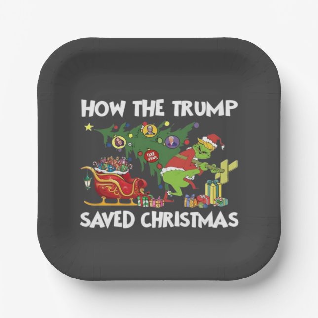 How The Trump Saved Christmas Paper Plate (Front)