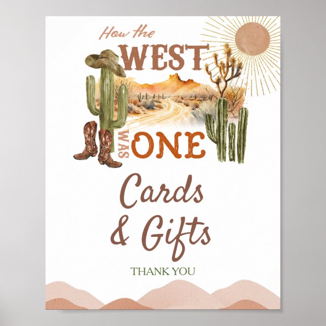 How The West Was One Birthday Cowboy Cards & Gifts Poster (Front)