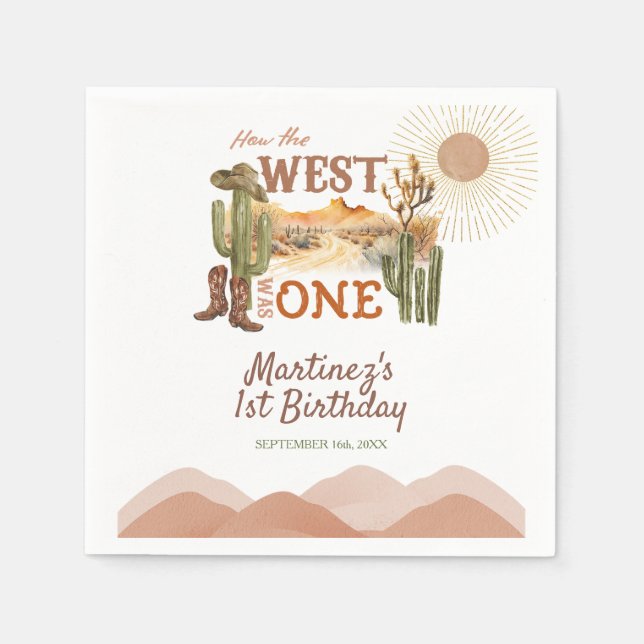 How The West Was One Birthday Party Cowboy Napkin (Front)