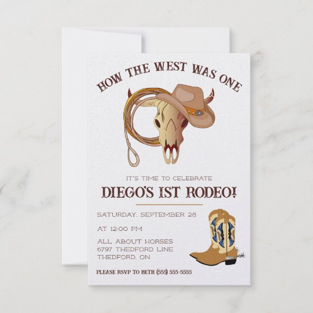 How the West was One! Cowboy First Rodeo Birthday Invitation (Front)