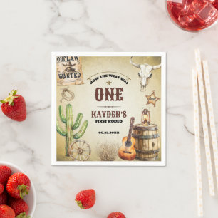 How the West was One First Birthday Party Napkin