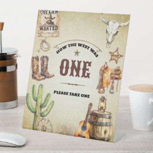 How the West was One First Birthday Party Pedestal Sign