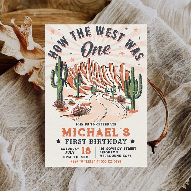 How The West Was One Western Cowboy Birthday Invitation (Creator Uploaded)