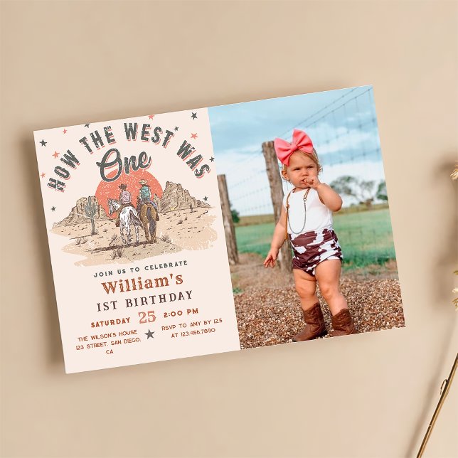 How The West was One Western Cowboy Birthday Photo Invitation (Creator Uploaded)