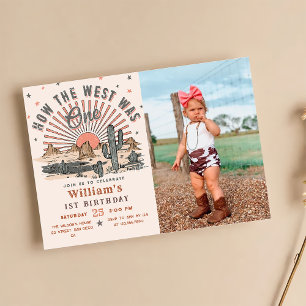 How The West was One Western Cowboy Birthday Photo Invitation