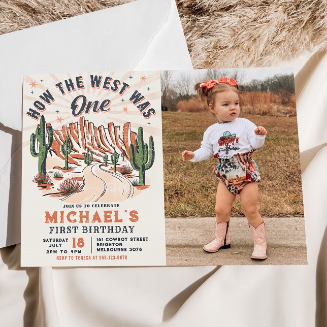 How The West Was One Western Cowboy Birthday Photo Invitation (Creator Uploaded)