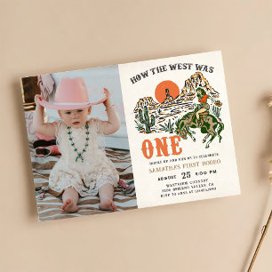 How The West was One Western Cowboy Birthday Photo Invitation