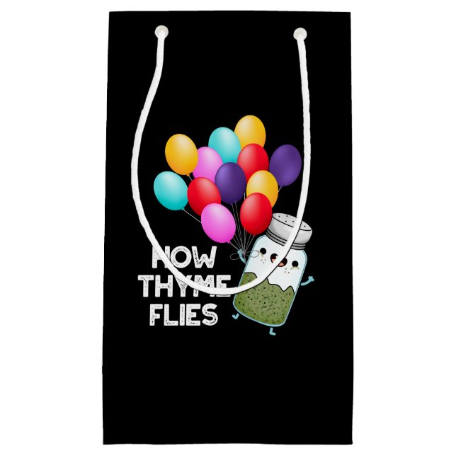 How Thyme Flies Funny Herb Pun Dark BG Small Gift Bag (Front)