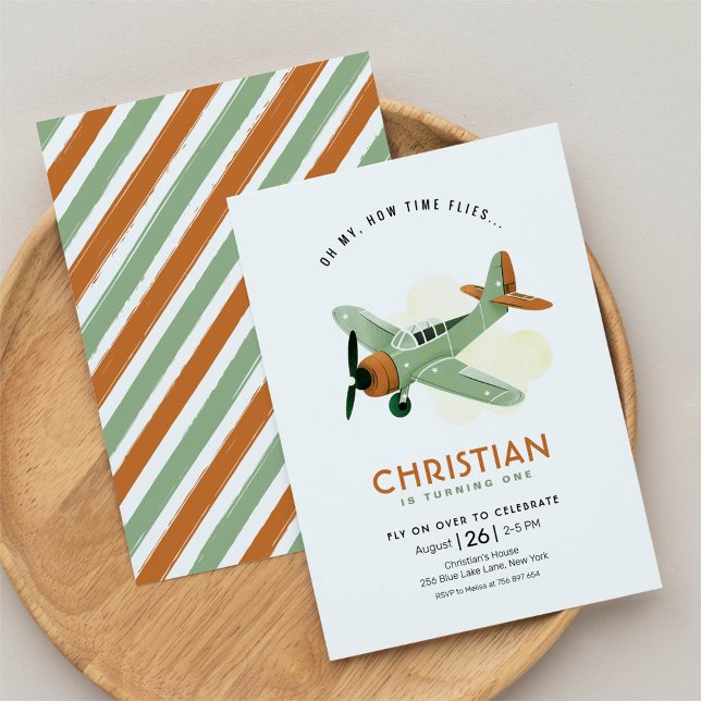 How time Flies Aeroplane Birthday Invitation (Creator Uploaded)