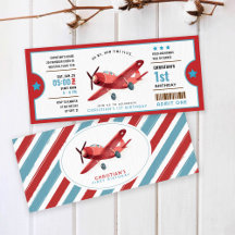 How time Flies Aeroplane Birthday ticket Invitatio