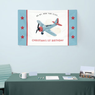 How time Flies Airplane Birthday Banner