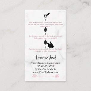 How To Apply Press-On Nails Instructions Marble Business Card