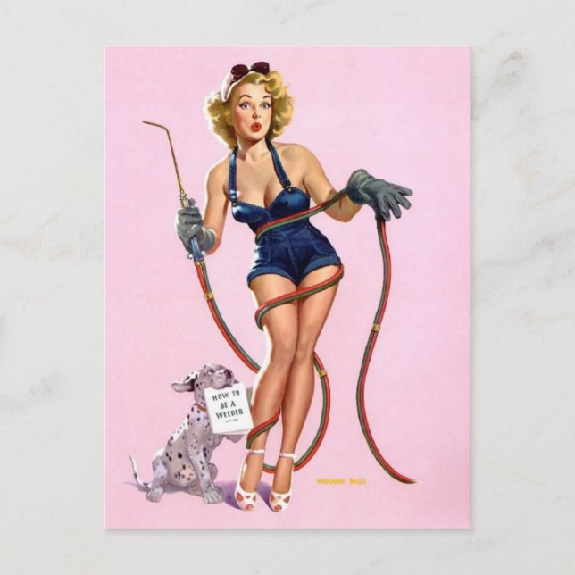 How to be a welder Vintage pin up Postcard (Front)