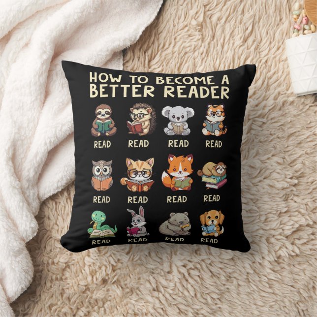 How to Become a Better Reader Book Funny Animals  Cushion (Blanket)
