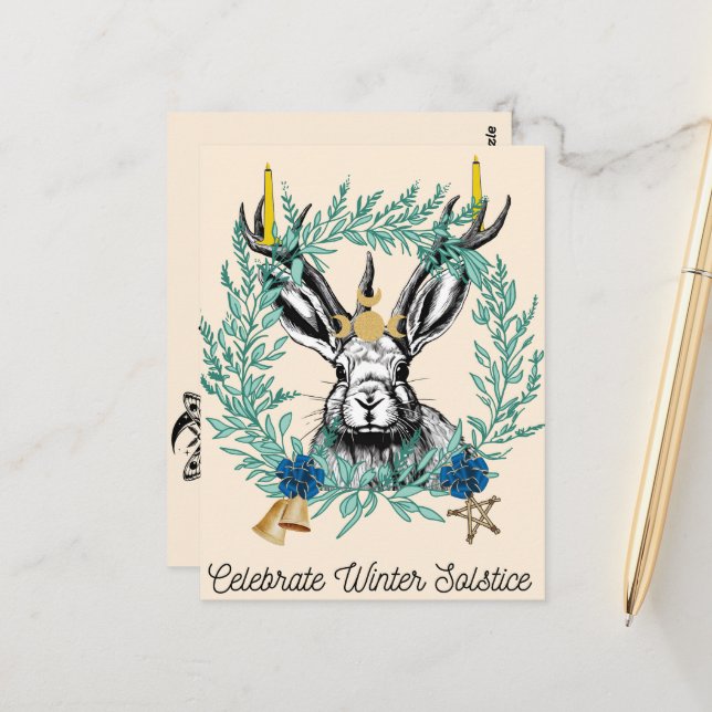 How to Celebrate Winter Solstice Postcard (Front/Back In Situ)
