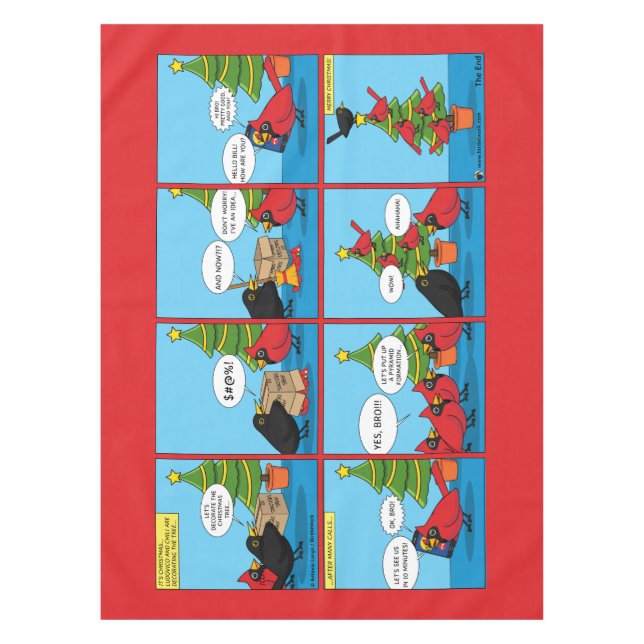 How to Decorate a Christmas Tree Comic Tablecloth (Front)