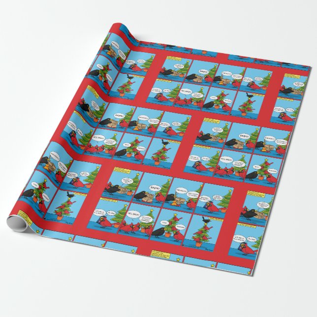 How to Decorate a Christmas Tree Comic Wrapping Paper (Unrolled)