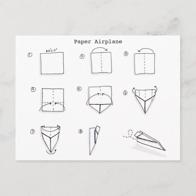How To Fold A Paper Aeroplane Postcard (Front)