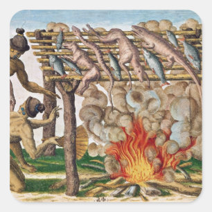 How to grill animals, from 'Brevis Narratio' Square Sticker