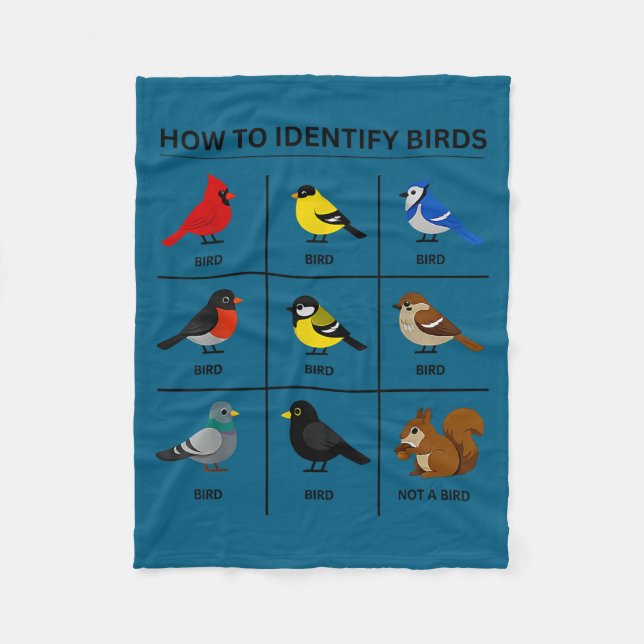 How to identify a bird funny birdwatching cute fleece blanket (Front)