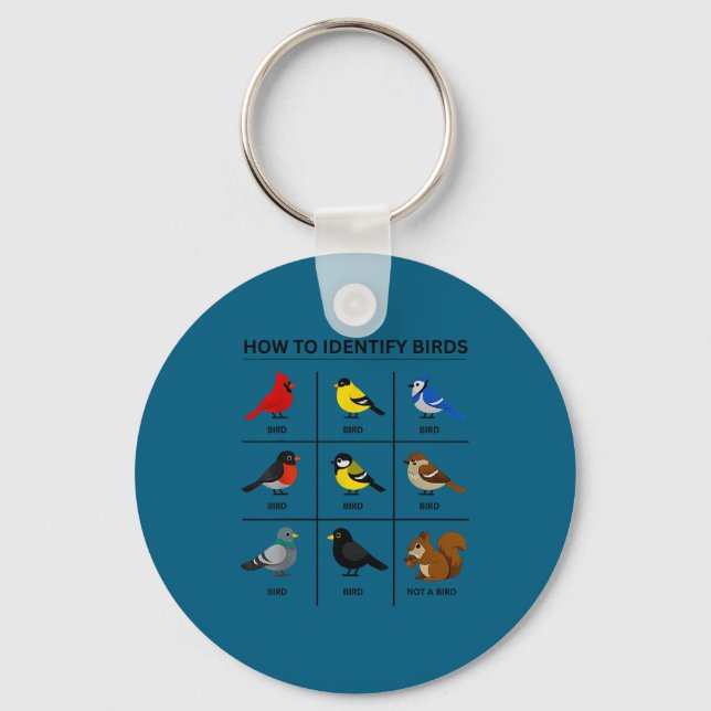 How to identify a bird funny birdwatching cute key ring (Front)