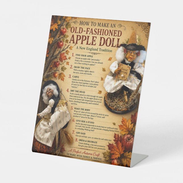 How To Make An Apple Doll Kitchen Display Pedestal Sign (Front)