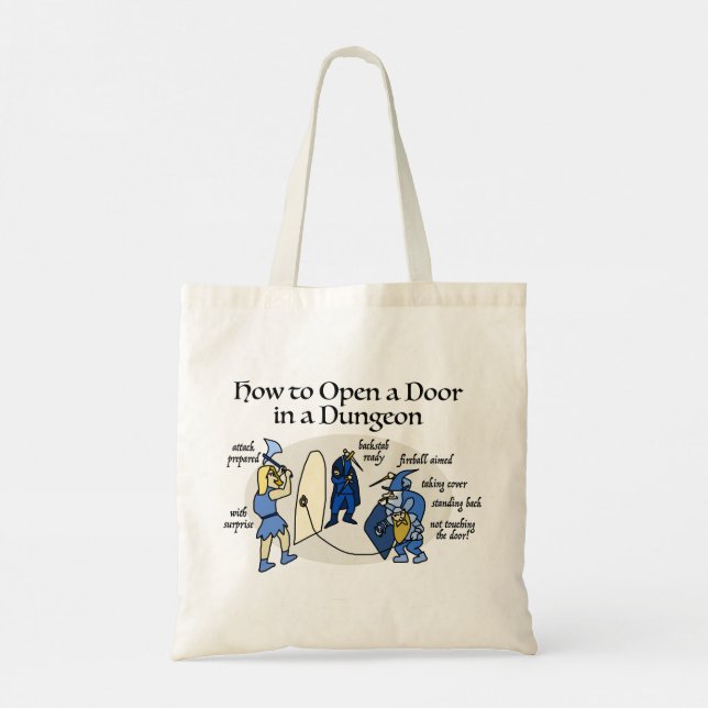 How to Open a Door in a Dungeon RPG Humour Tote Bag (Back)