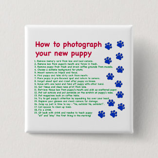 How to photograph your new puppy 15 cm square badge