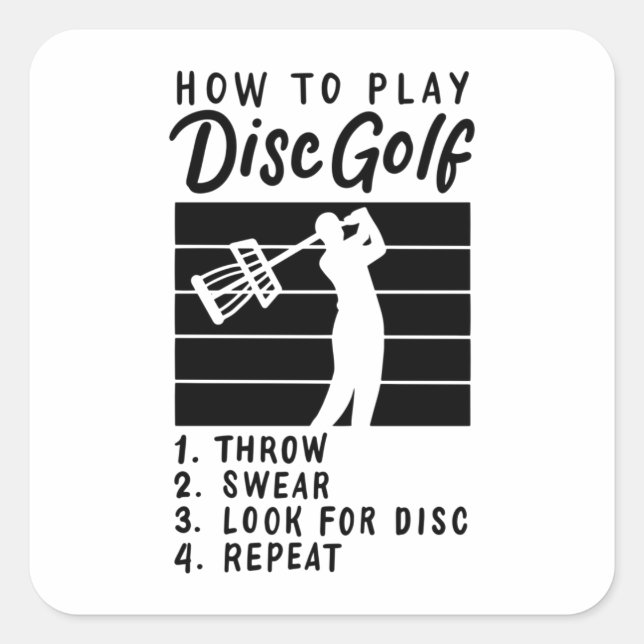 How To Play Disc Golf Square Sticker (Front)